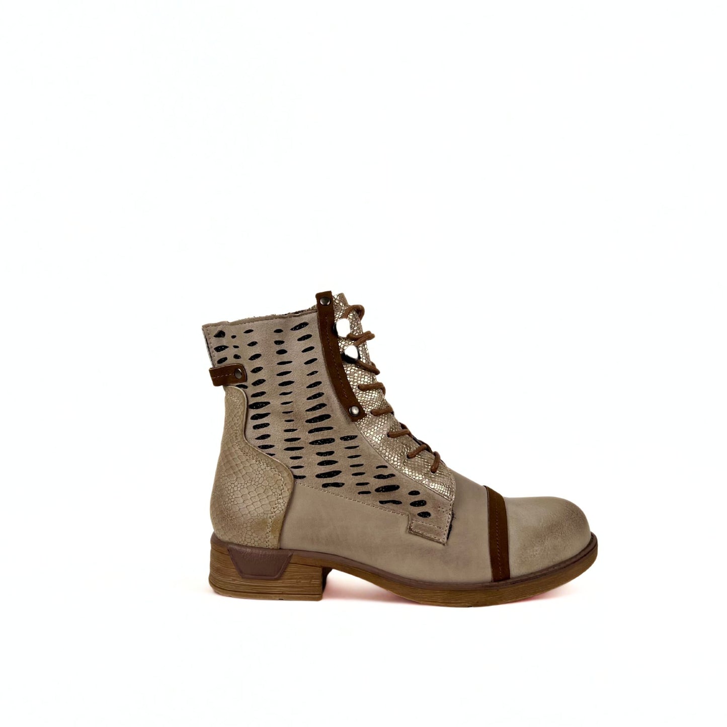 Trendige Schnürstiefeletten beige/braun