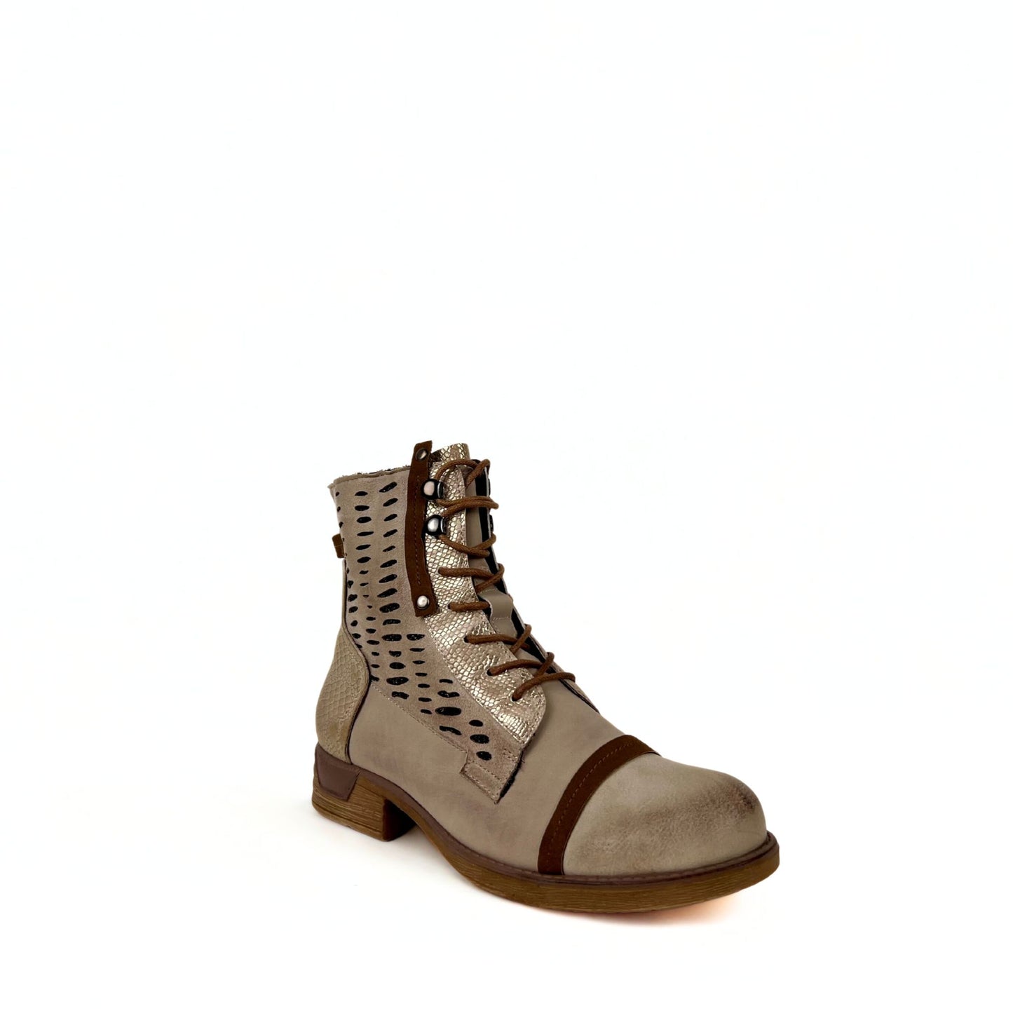 Trendige Schnürstiefeletten beige/braun