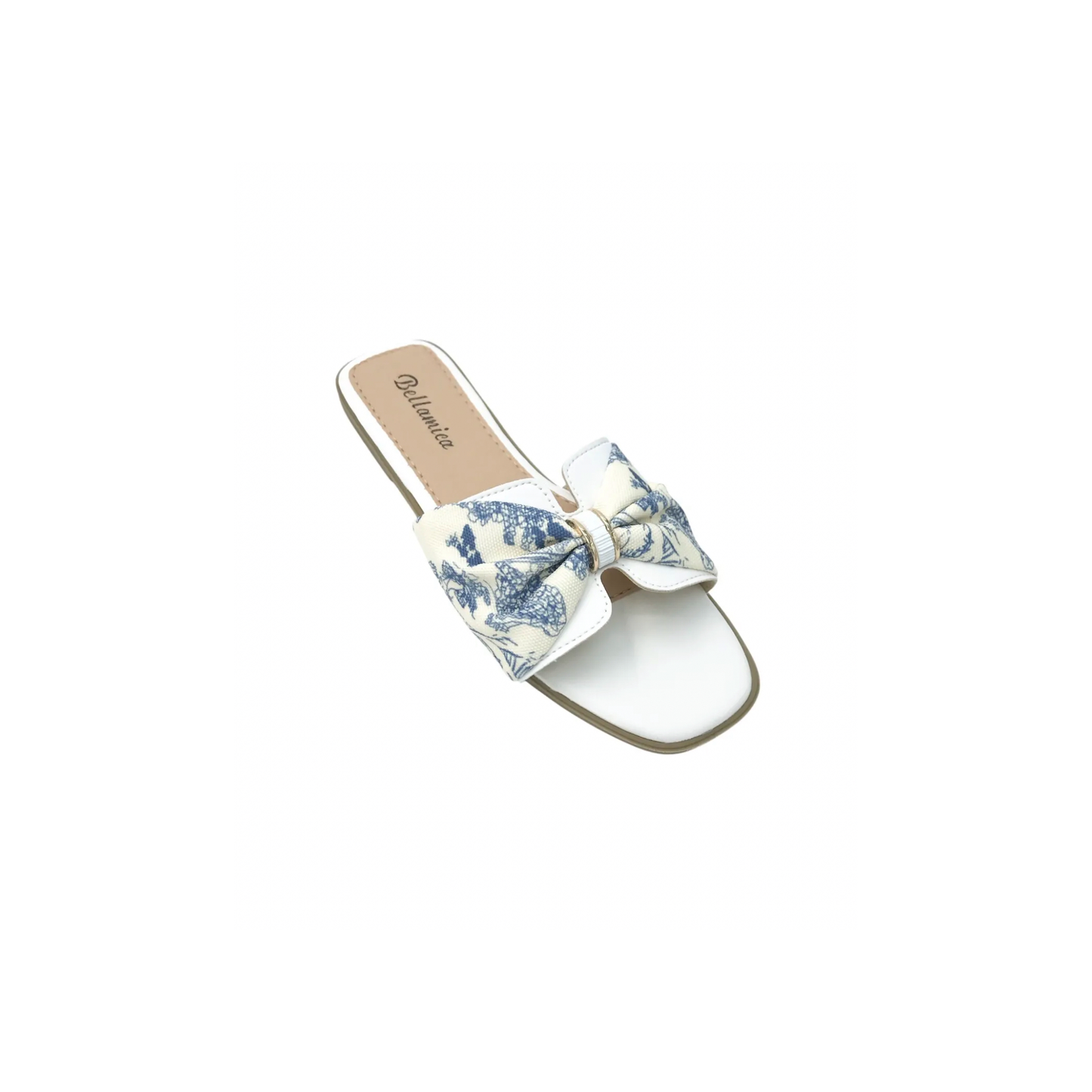 Sommersliper mit Schleife - weiß/blau