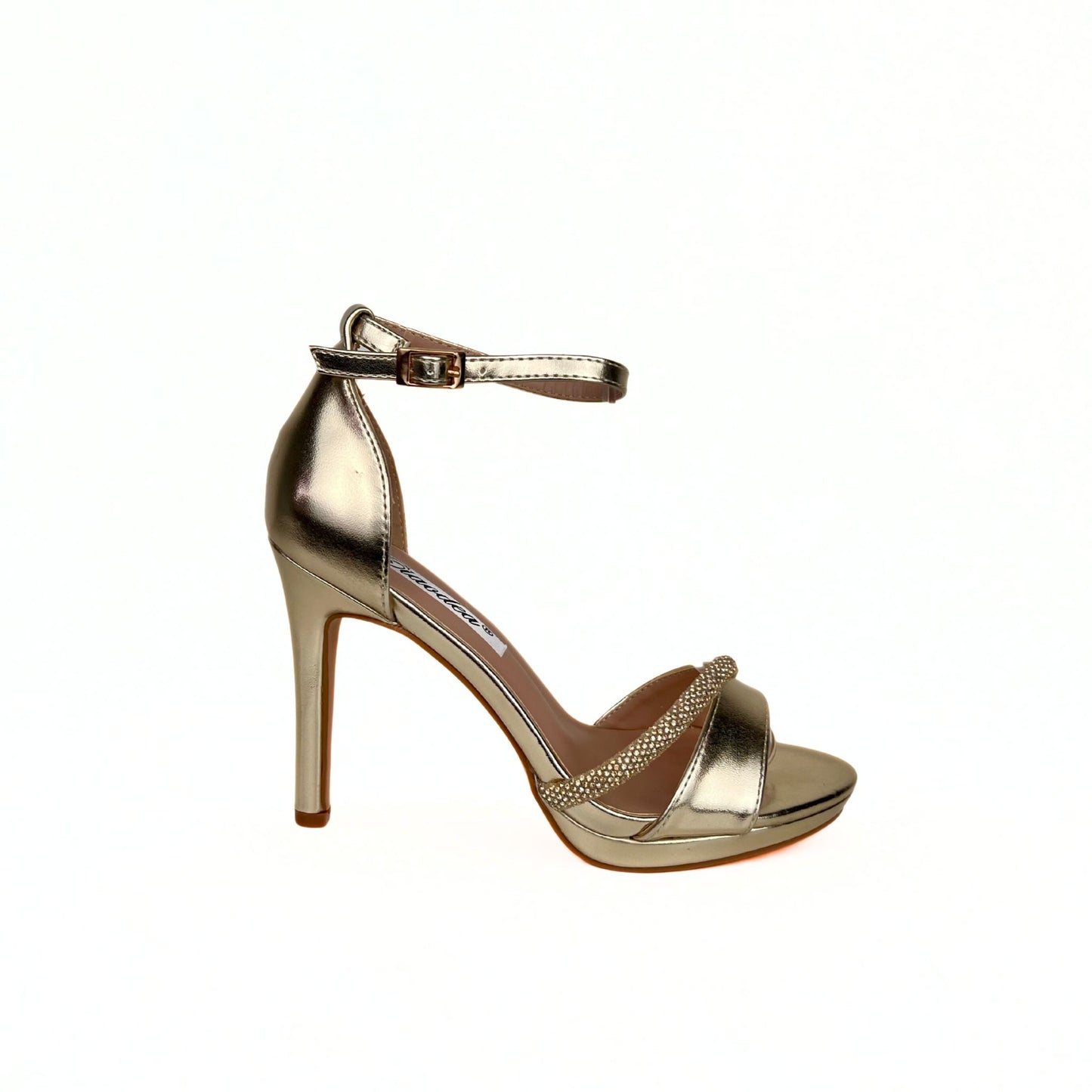 High Heel Sandalette in Metallic Gold