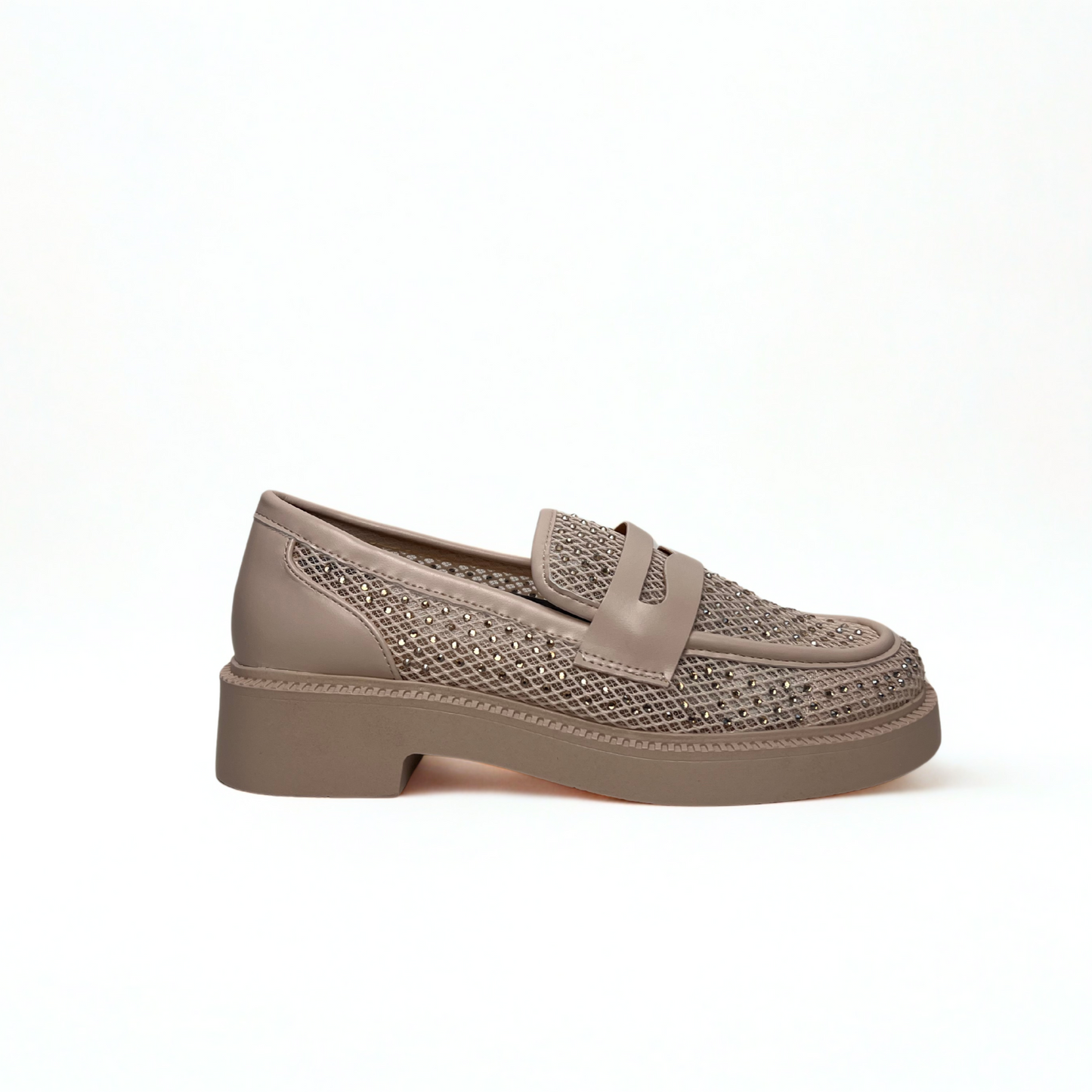 Loafer in Taupe mit Glitzer-Details