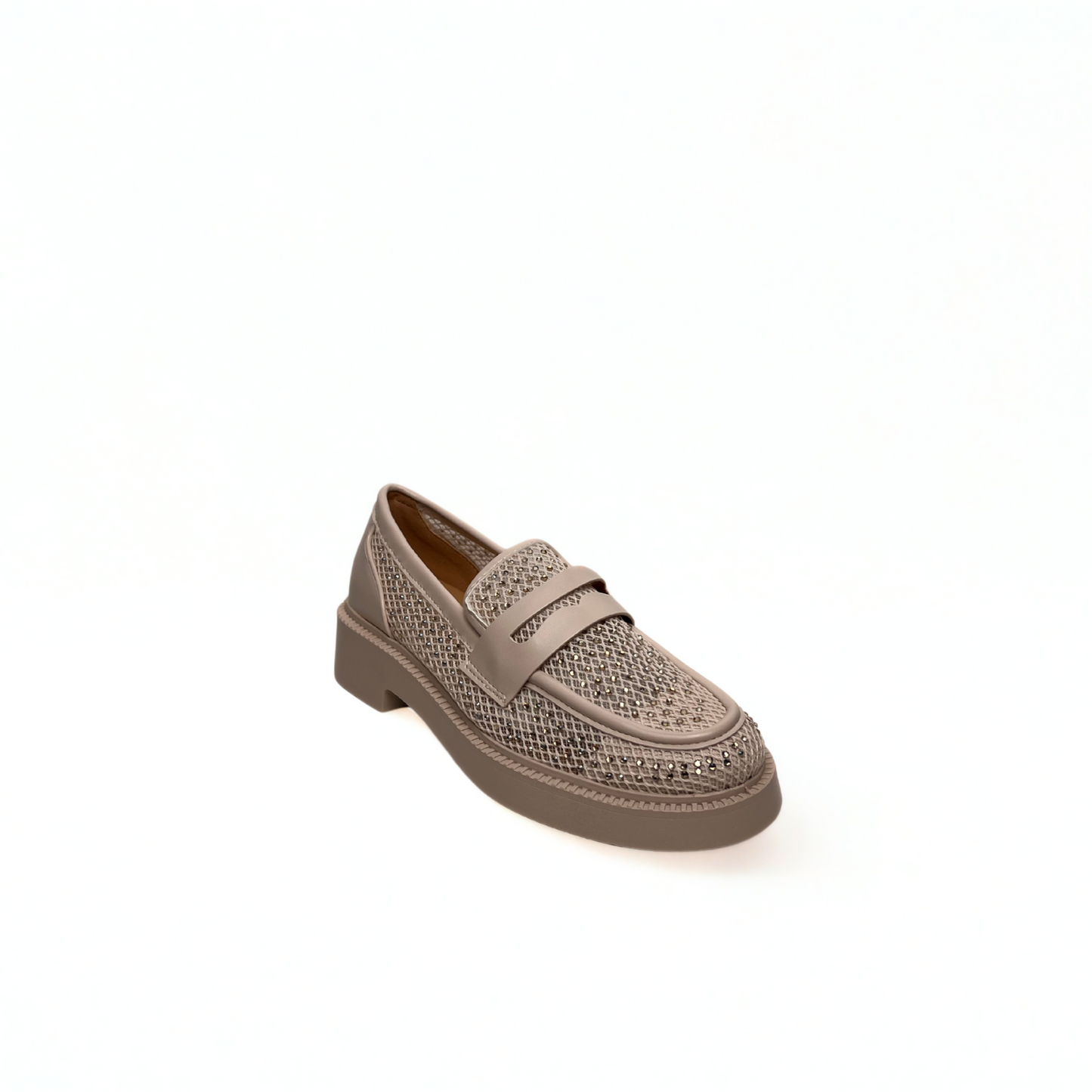 Loafer in Taupe mit Glitzer-Details
