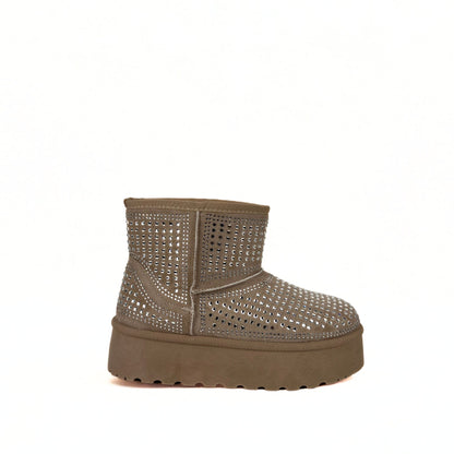 Gefütterte Boots - beige/schwarz