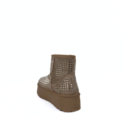 Gefütterte Boots - beige/schwarz
