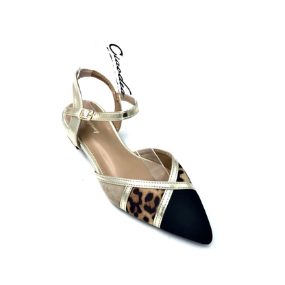 Flache Slingback-Sandalette mit Animal-Print