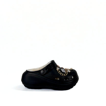 Gefütterte Clogs schwarz
