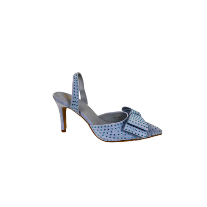 Slingback-Pumps in Hellblau mit Schleife