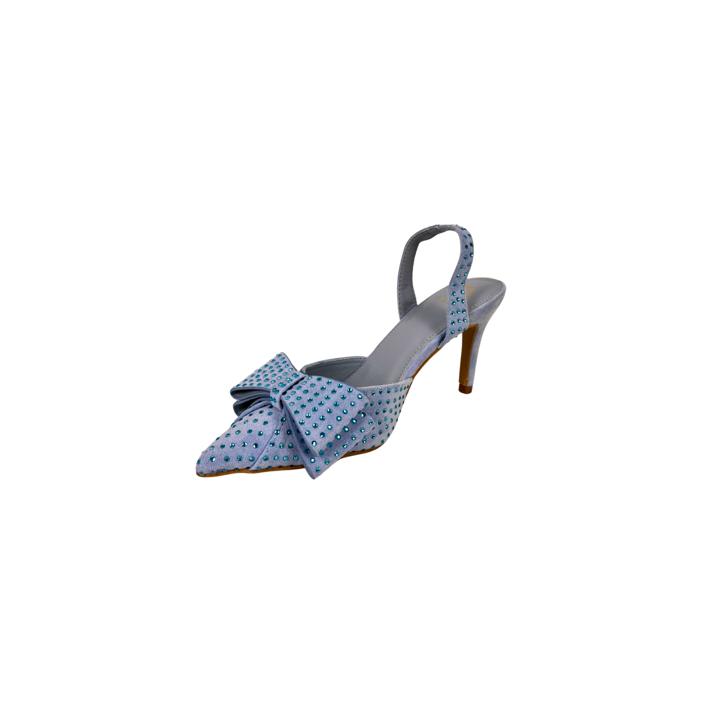 Slingback-Pumps in Hellblau mit Schleife