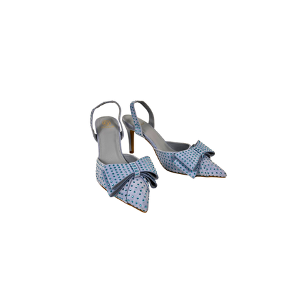 Slingback-Pumps in Hellblau mit Schleife